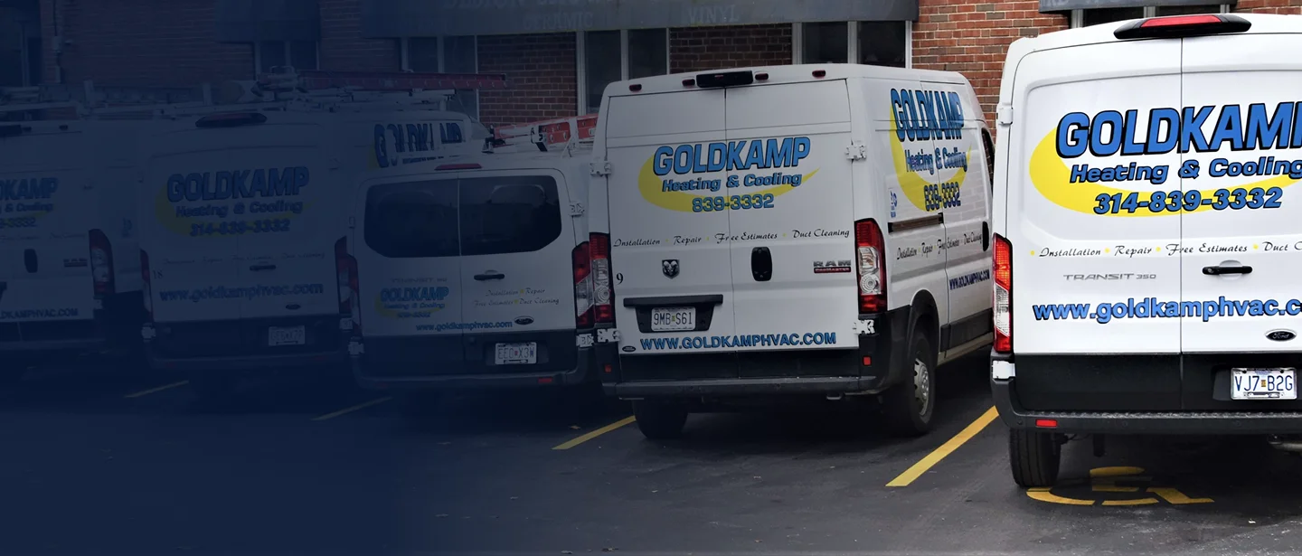 Goldkamp Heating and Cooling - Fast Furnace Repair Service Goldkamp HVAC technician truck arriving for emergency furnace repair in St. Louis and Florissant